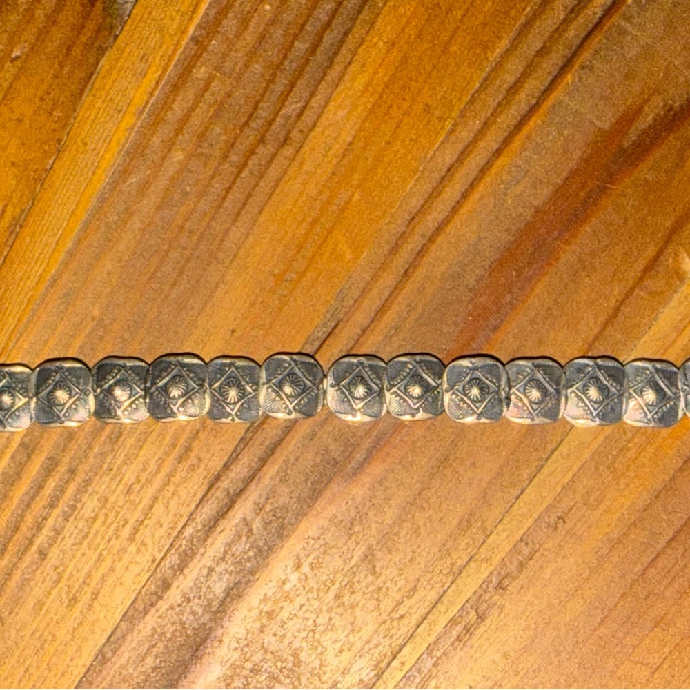Silver Link Bracelet with Navajo Design